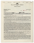 The Three Stooges Signed Agreement With William Morris Agency From March 1963 -- Signed by Moe Howard, Larry Fine & Joe DeRita -- 2pp. on Single 8.25'' x 10.75'' Sheet -- Near Fine